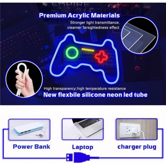 Game Pad Neon Signs for Wall Decor, Neon Lights for Teen Room Decor, Gamer Stuff - Picture 2 of 6